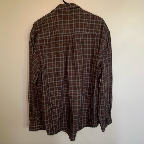Men’s Button up Brown Plaid Shirt - Picture 2 of 5
